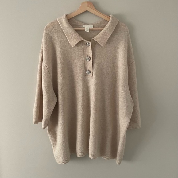 H&M Sweaters - H&M Beige Sweater with Button Embellishment